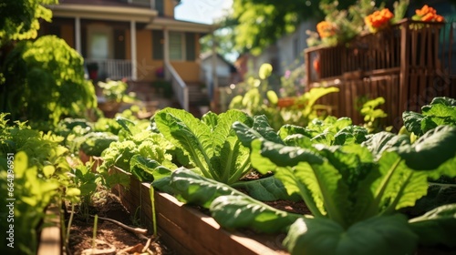 Lush green vegetables flourish in front yards, transforming urban spaces into sustainable edible gardens