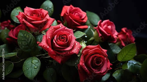 Bouquet of fresh roses blooms vibrantly  symbolizing romance and passion