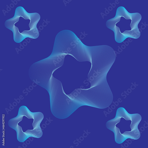 Abstract blue star 3D wave gradient background illustration