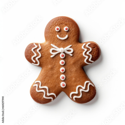 gingerbread man festive cookie isolated on a plain white background