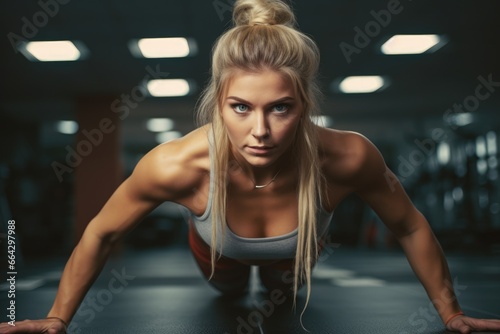Fitness Model Strengthens Her Core and Abs. Fictional characters created by Generated AI.