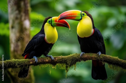 Toucan sitting on the branch in the forest. © AbulKalam