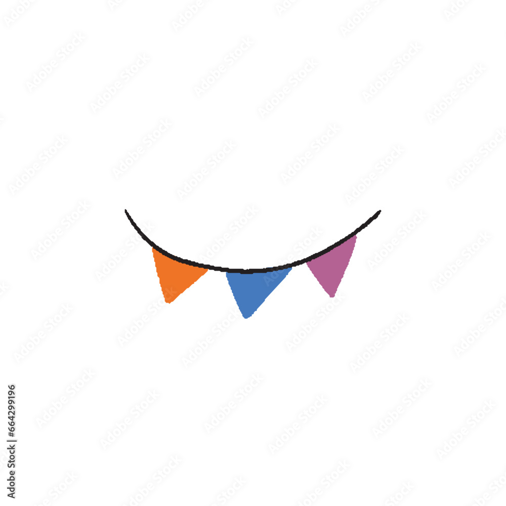 Fototapeta premium Doodles cute colored simple flags element. Hand drawn chalk abstract shape for print. Vector illustration isolated on black background