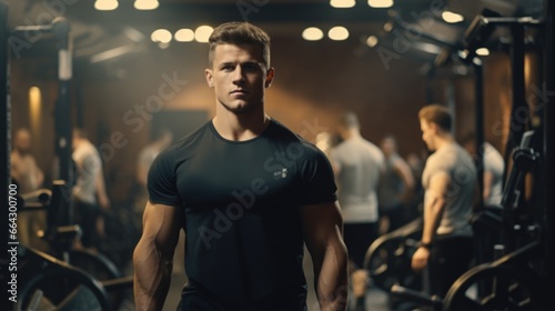 Fit and Muscular Male Bodybuilder in the Gym. Fictional characters created by Generated AI.