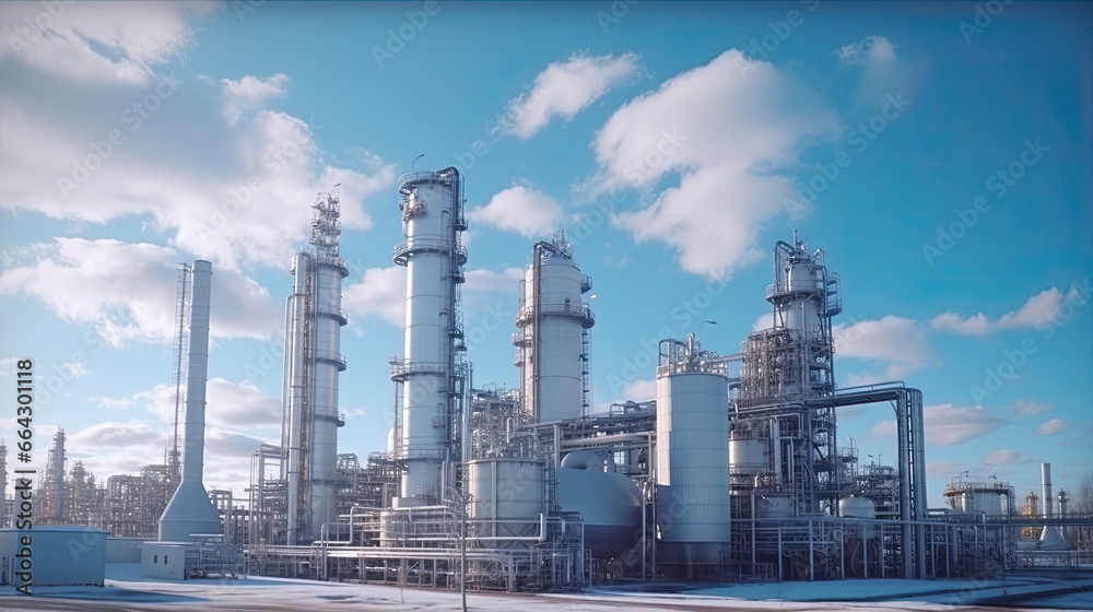 Oil refinery, petrochemical plant, petrochemical industry. Industrial background