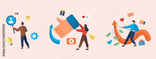 Influencer. Vector illustration. Influencers use effective communication strategies to engage with their audience Sharing relatable and valuable content helps influencers build loyal following
