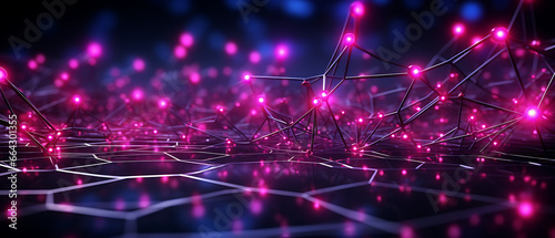 3D High-Tech Panoramic Background with Electric Fuchsia