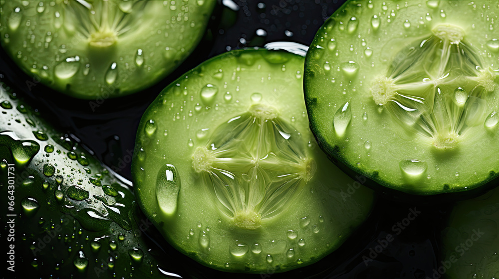 close up of cucumber with water drops close up of cucumber with water drops
