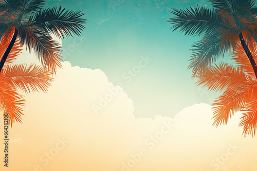 Summer tropical background with palm trees sunset © ruang