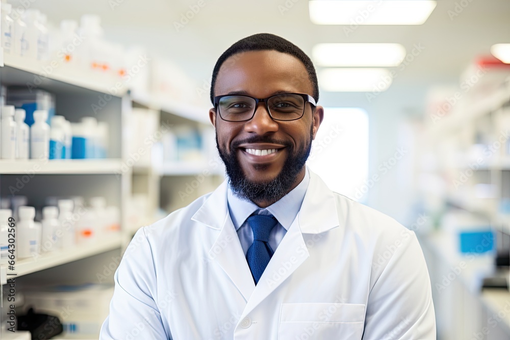 Portrait of a happy lab technician at work. Portrait of a happy lab technician at work.