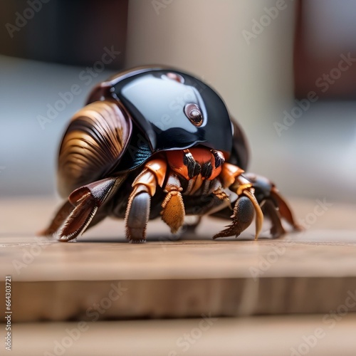 A hermit crab using a miniature touchscreen device to choose a new shell from an online store1 photo