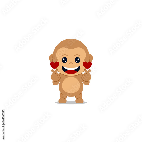 Cute monkey giving love cartoon photo