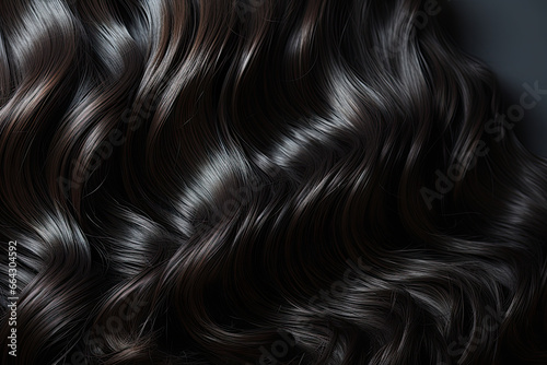 close up of a black wavy hair 