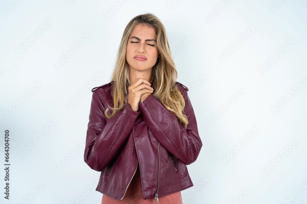 Sad Young beautiful woman desperate and depressed with tears on her eyes suffering pain and depression  in sadness facial expression and emotion concept