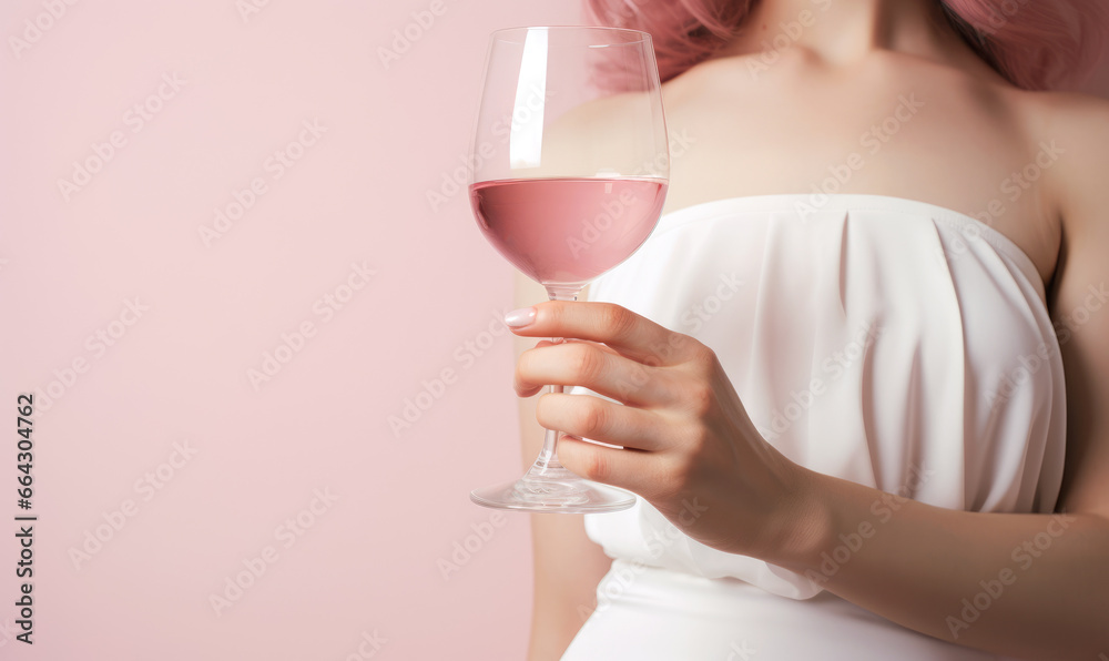 feamale hand hold glass of rose pink wine feamale hand hold glass of rose pink wine