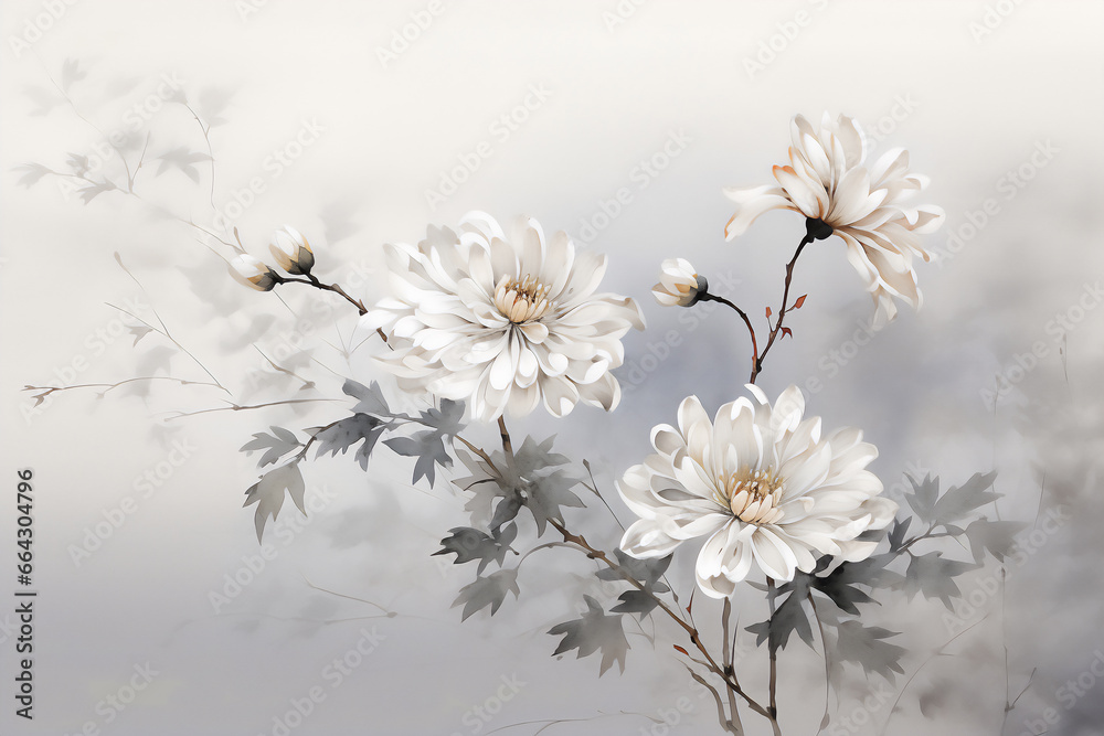 白い菊の花のイラスト