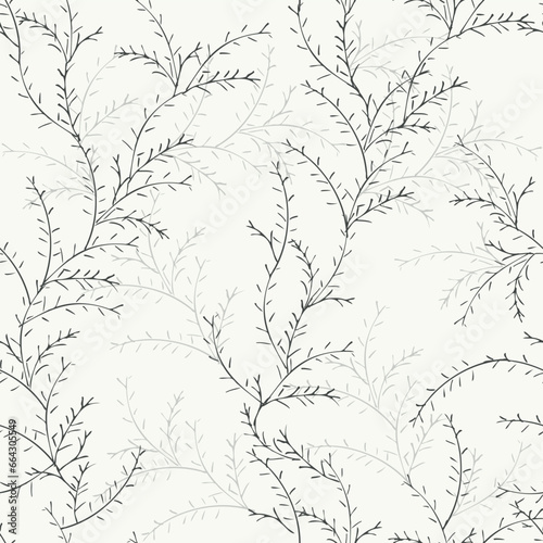 Black Twigs, vector seamless pattern. Repeating background. Tileable wallpaper print