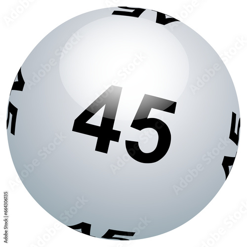 Boule de loto blanche n° 45 en PNG