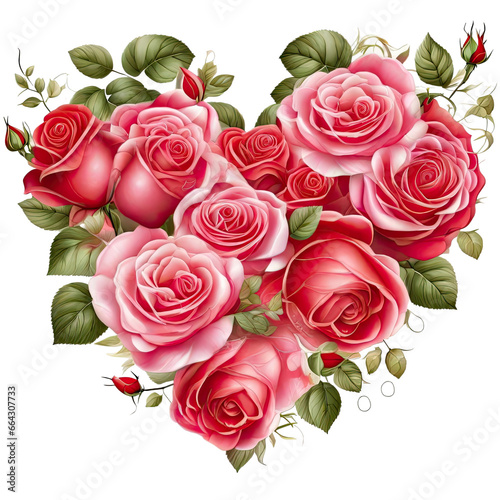 Heart of roses on a white  isolated  background .png 