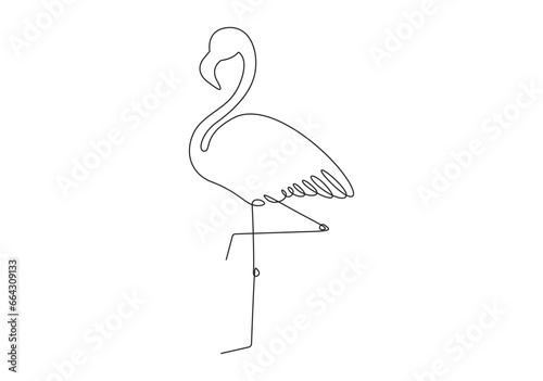 Single continuous line drawing of beauty exotic flamingo for company business logo identity. Flamingo bird mascot concept for product brand. Vector illustration. Pro vector. 