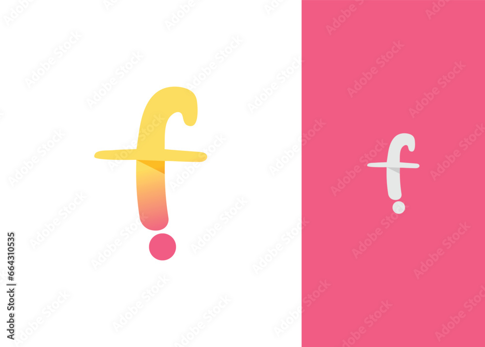 Fototapeta premium logo letter f yellow pink
