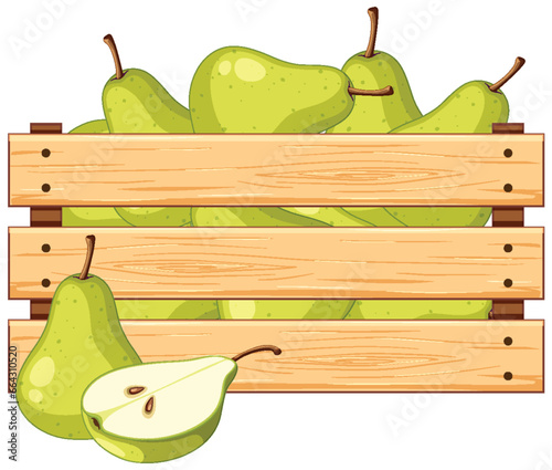 Isolated Wooden Crate Full of Pears