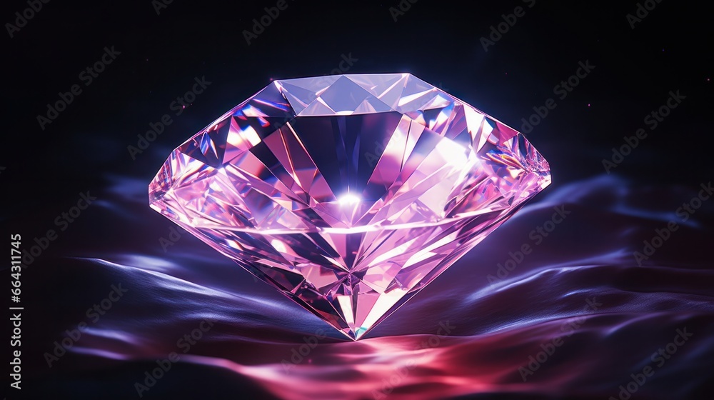 Diamond with caustic close up texture, 3D illustration