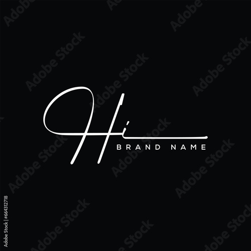 HI letter beauty handwriting vector logo. 