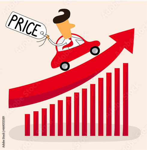 Prices going up, character in car