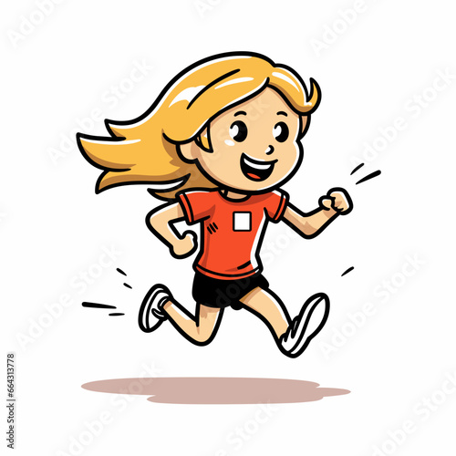 Female runner hand-drawn illustration. Female runner. Vector doodle style cartoon illustration. generative ai