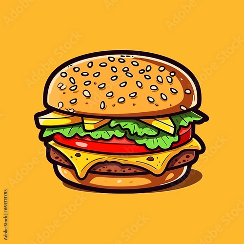 Burger hand-drawn illustration. Hamburger. Vector doodle style cartoon illustration. generative ai