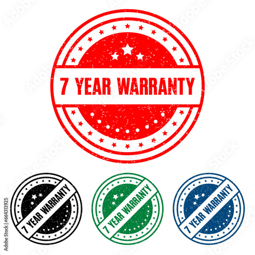 SEVEN YEAR WARRANTY Rubber Stamp. vector illustration. photo