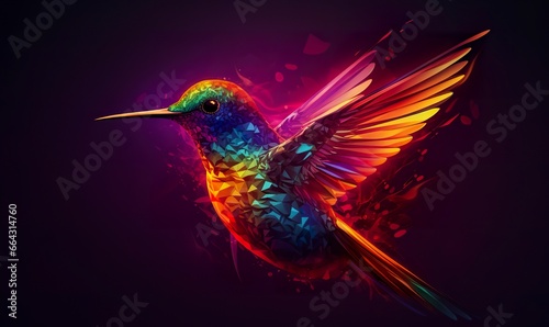 hummingbird logo with multiple colors flying through the air.. © FurkanAli