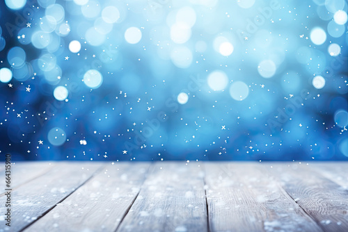 Christmas background with snowflakes on wooden table  © Oranuch