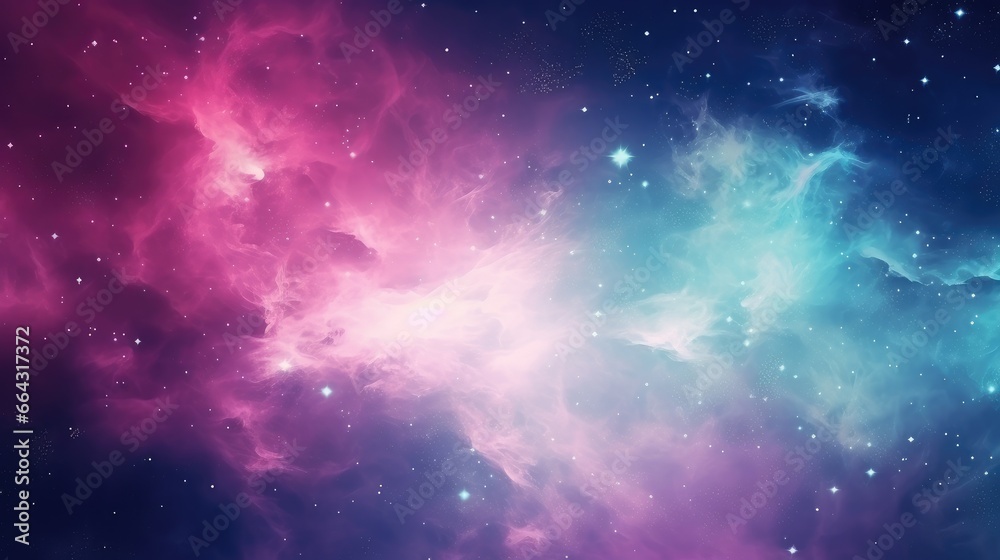 Space galaxy wallpaper, in shades of dark and light purple, realistic light and color use, vibrant skies, and realistic textures. Generative AI