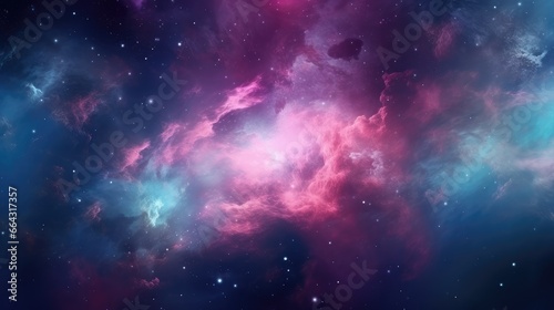 Space galaxy wallpaper, in shades of dark and light purple, realistic light and color use, vibrant skies, and realistic textures. Generative AI