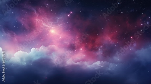 Space galaxy wallpaper, in shades of dark and light purple, realistic light and color use, vibrant skies, and realistic textures. Generative AI © Gelpi