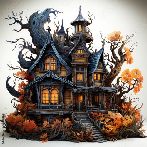 Haunted House Puzzle , Cartoon 3D, Isolated On White Background, Hd Illustration