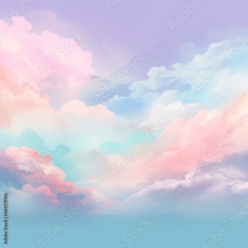 Sky background from clouds of pastel colors. Banner, wallpaper, pink, blue, purple