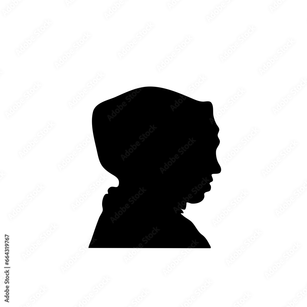 Muslim woman in hijab Silhouette vector, Muslim woman face profile black silhouettes