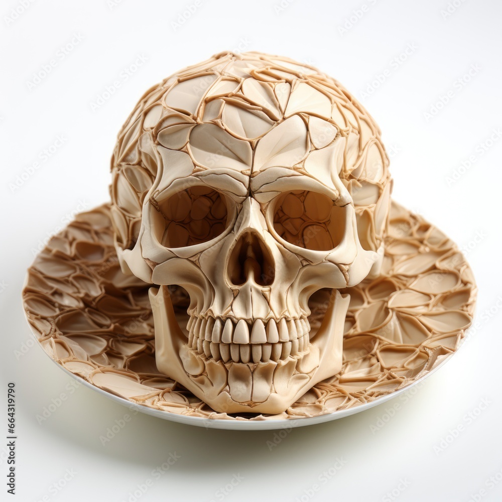 Skull Shaped Paper Plates , Cartoon 3D, Isolated On White Background, Hd Illustration Skull Shaped Paper Plates , Cartoon 3D, Isolated On White Background, Hd Illustration