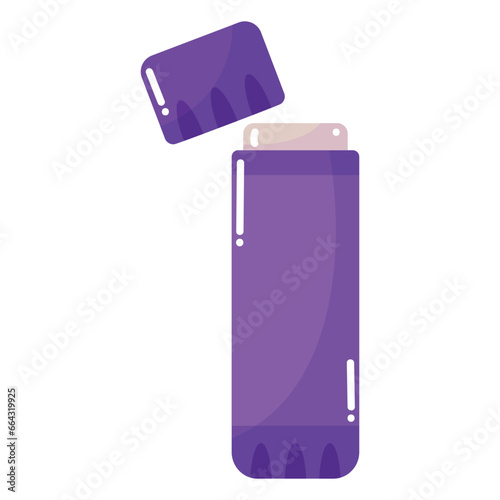 Cartoon purple glue stick. School supplies. Doodle style. Vector illustration