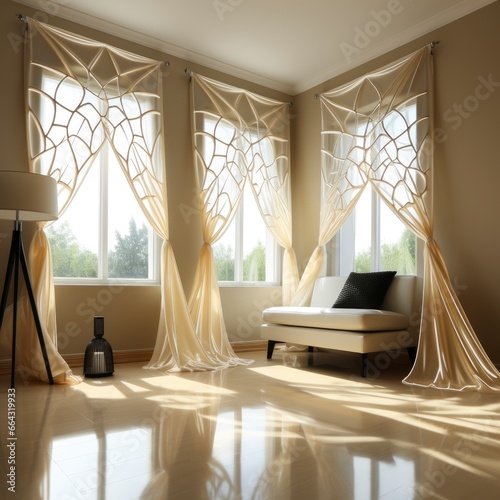 Spider Web Window Curtains, Cartoon 3D, Isolated On White Background, Hd Illustration © PicTCoral
