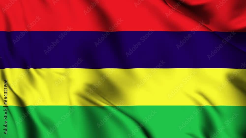 Mauritius waving flag 4K animation video. Mauritius waving flag seamless looping animation