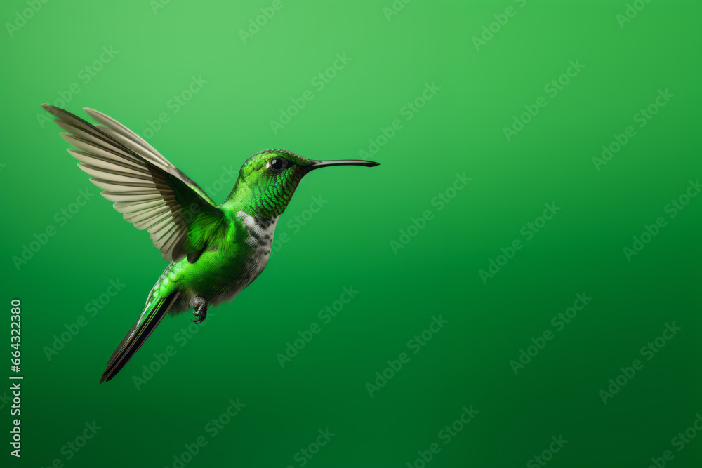 Hummingbird on a bright green background Hummingbird on a bright green background