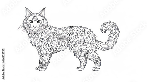 Fototapeta Naklejka Na Ścianę i Meble -  Cute turkish angora in animal coloring page perfect for kids and antistress