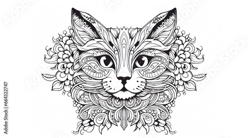 Cute turkish angora in animal coloring page perfect for kids and antistress © LightoLife
