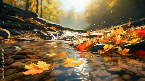 autumn leaves on the water