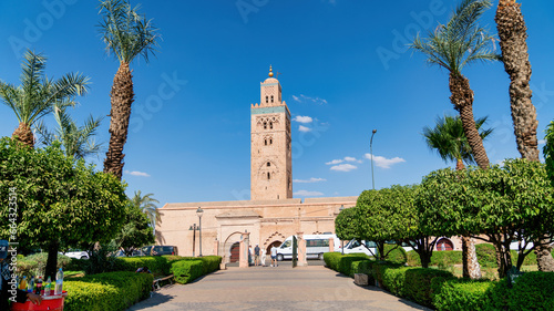 Koutoubia Mosque located at Marrakesh medina quarter. It is the largest and most iconic mosque in Marrakesh, Morocco.