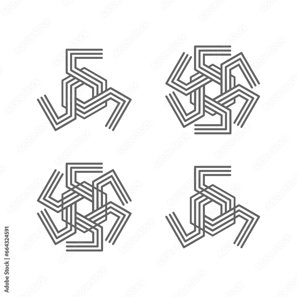The Logo is a Hexagon number 5. Return, elegant and outline.